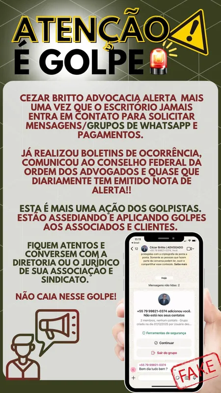 Comunicado: Golpe do WhatsApp Falso!