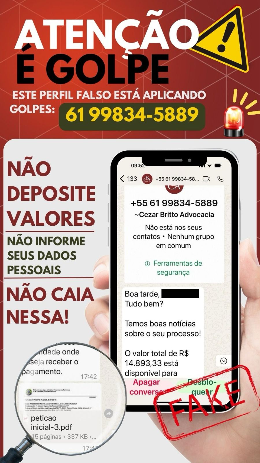 Comunicado: Golpe do WhatsApp Falso!