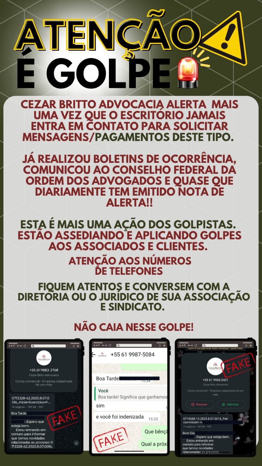 Comunicado: Golpe do WhatsApp Falso!