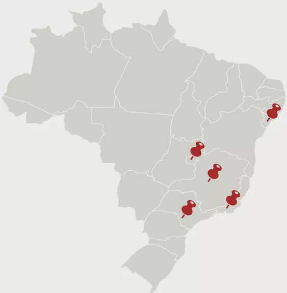 Mapa dos Estados Brasileiros com Escritórios CBA